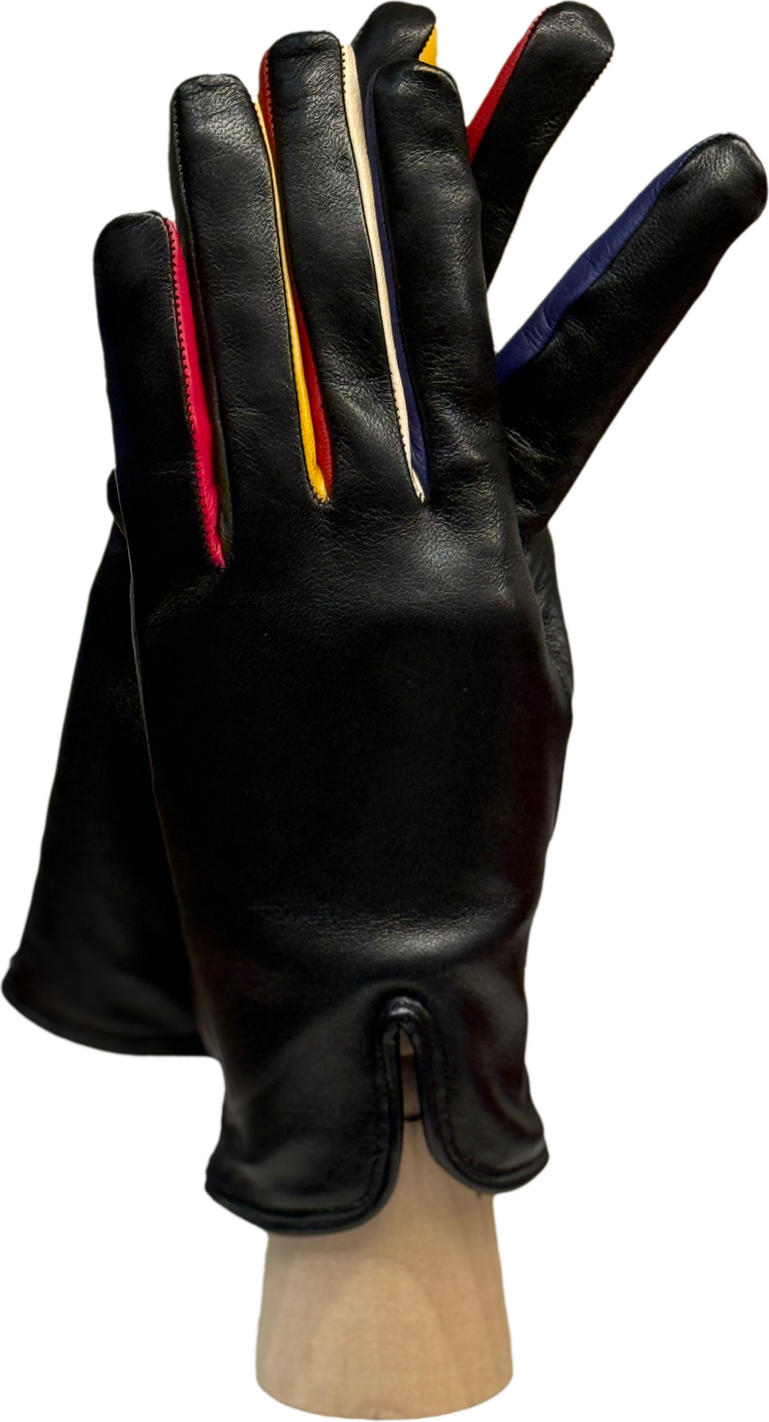 Guanti Donna in pelle di vitello con dita colorate
