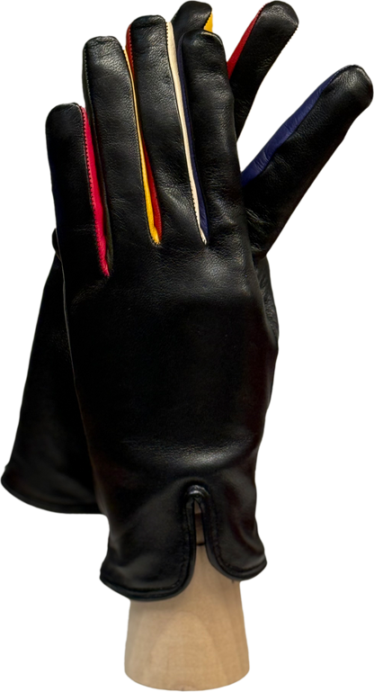 Guanti Donna in pelle di vitello con dita colorate