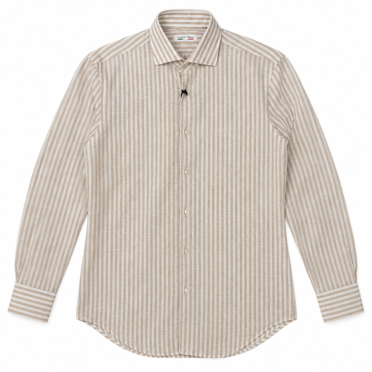 Camicia Lino Righe - 100700 Beige