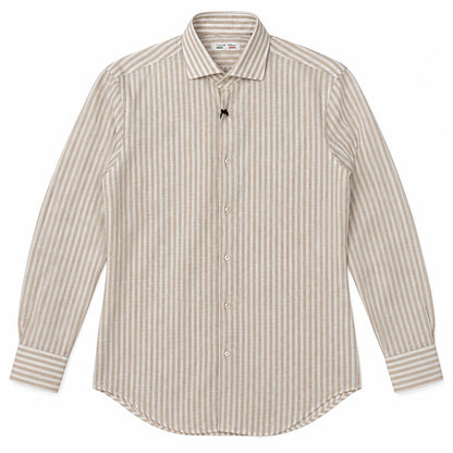 Camicia Lino Righe - 100700 Beige