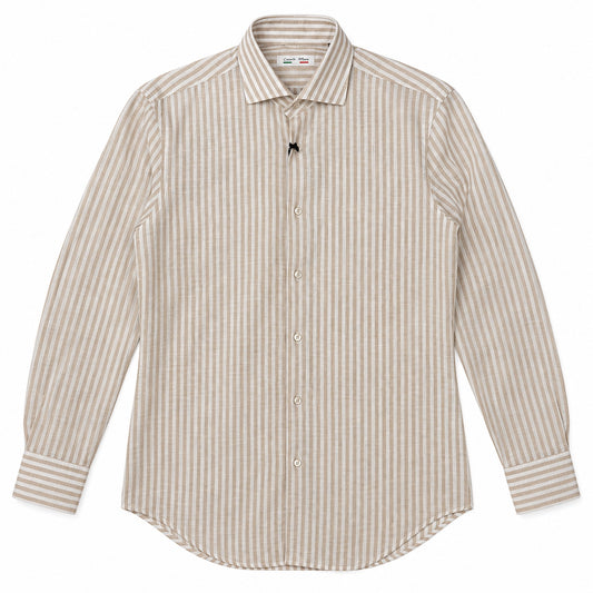 Camicia Lino Righe - 100700 Beige