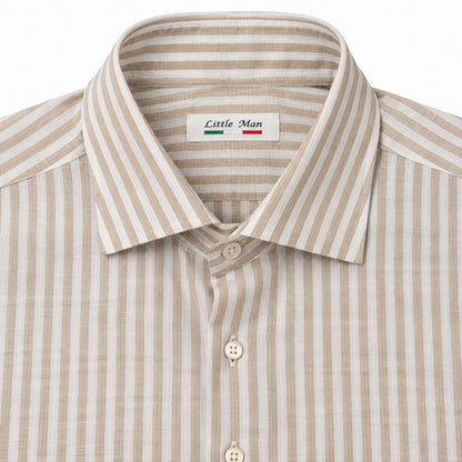 Camicia Lino Righe - 100700 Beige