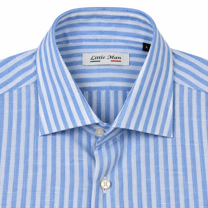 Camicia Lino Righe - 100700 Celeste