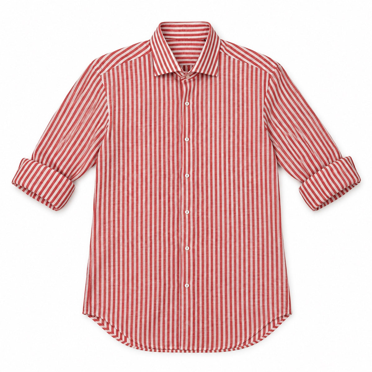 Camicia Lino Righe - 100700 Rosso