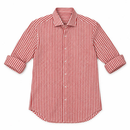 Camicia Lino Righe - 100700 Rosso