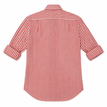 Camicia Lino Righe - 100700 Rosso