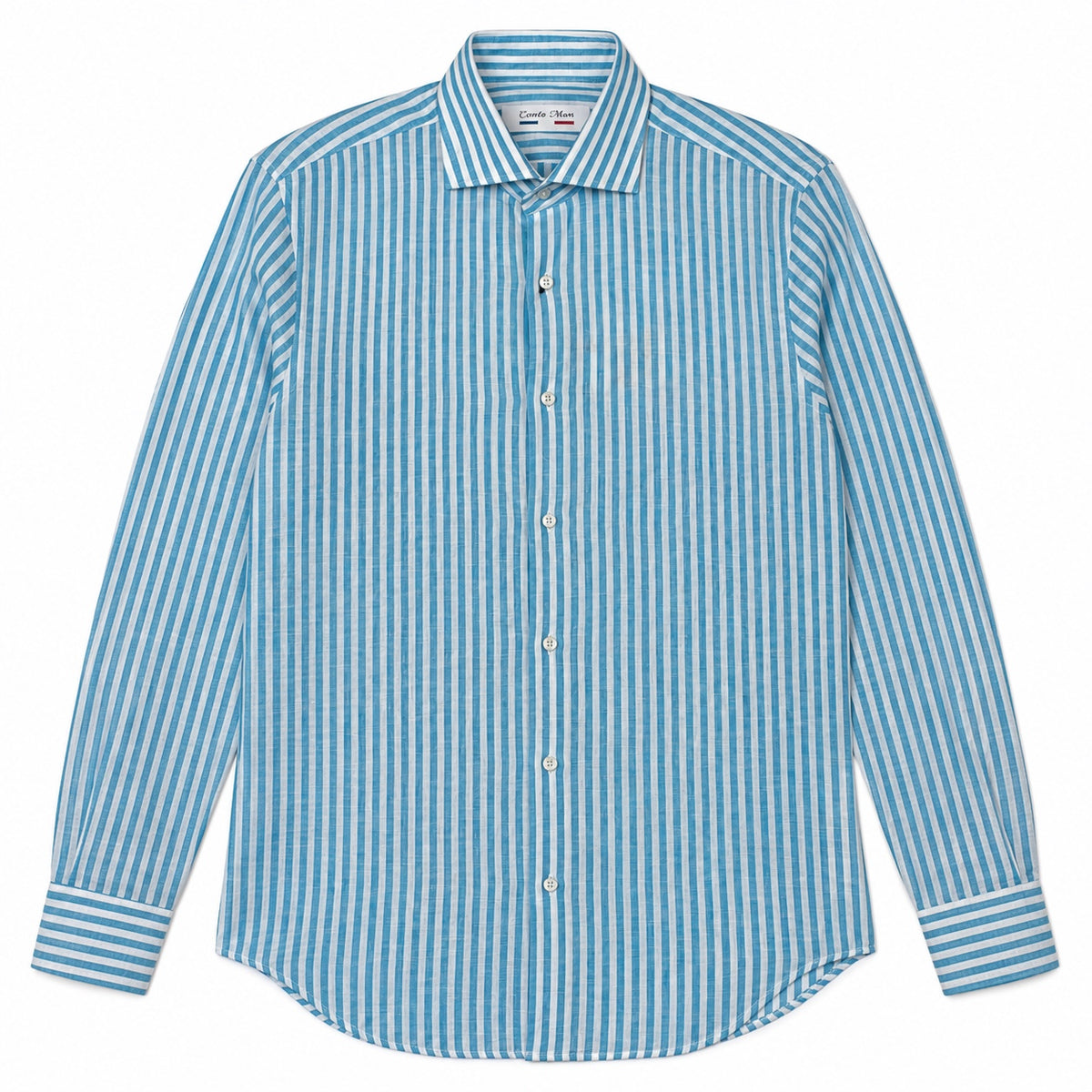 Camicia Lino Righe - 100700 Turchese