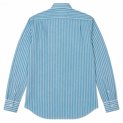 Camicia Lino Righe - 100700 Turchese