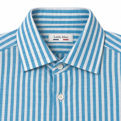 Camicia Lino Righe - 100700 Turchese