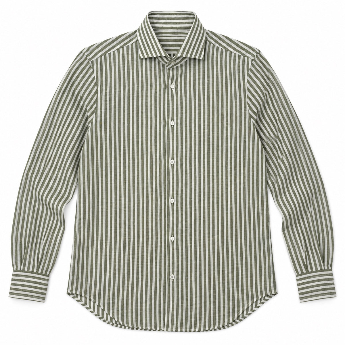 Camicia Lino Righe - 100700 Verde