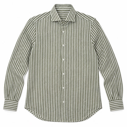 Camicia Lino Righe - 100700 Verde