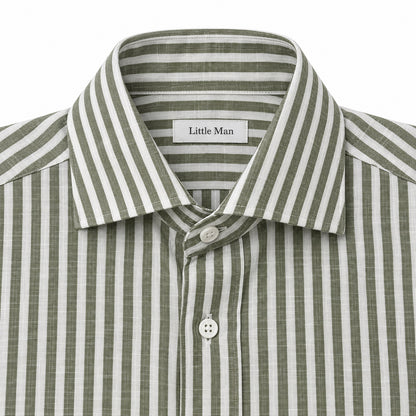 Camicia Lino Righe - 100700 Verde