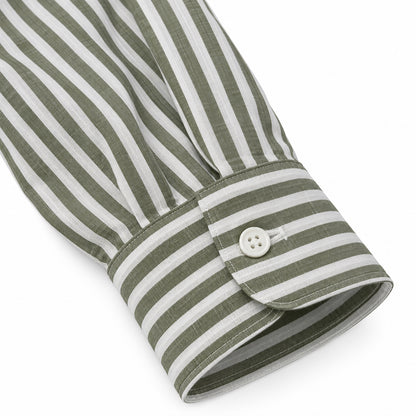 Camicia Lino Righe - 100700 Verde