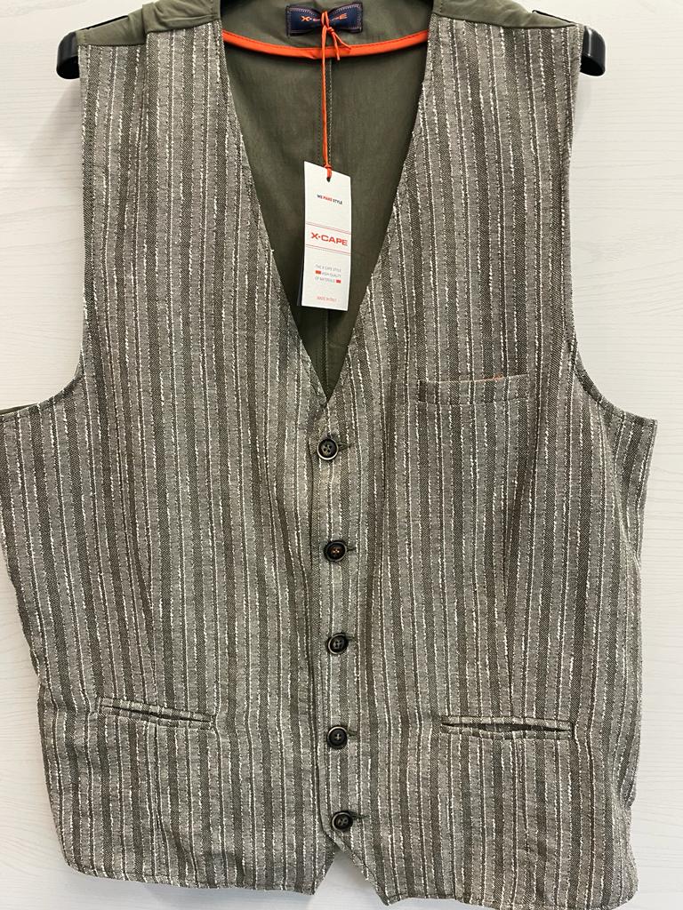 Green linen vest